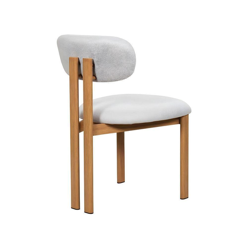 Kit 2 Cadeiras De Jantar Tulipa Estrutura Aço Carbono Laminado Natural Com Estofado Linho Cru - 5