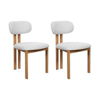 Kit 2 Cadeiras De Jantar Tulipa Estrutura Aço Carbono Laminado Natural Com Estofado Linho Cru - 1