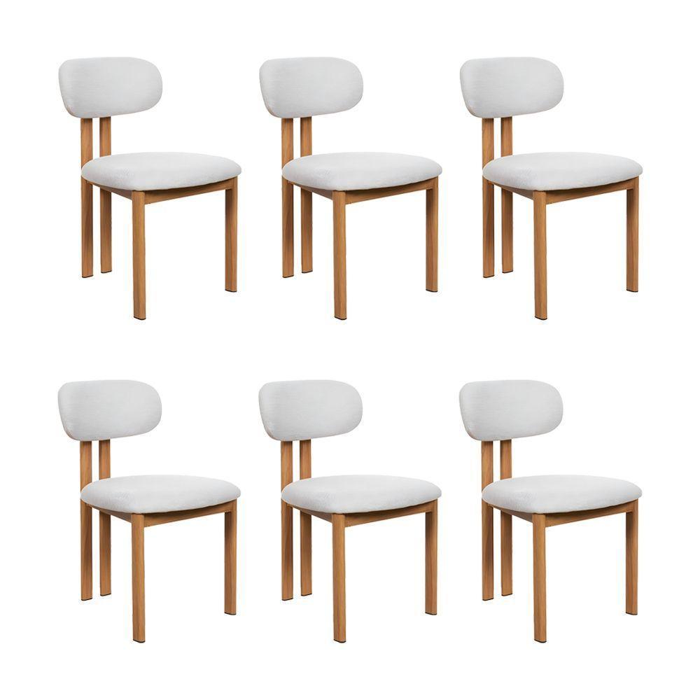Kit 6 Cadeiras De Jantar Tulipa Estrutura Aço Carbono Laminado Natural Com Estofado Linho Cru - 1