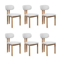 Kit 6 Cadeiras De Jantar Tulipa Estrutura Aço Carbono Laminado Natural Com Estofado Linho Cru - 1