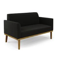 Sofá Namoradeira Com 2 Poltronas Base De Madeira Fixa Castanho Marisa Suede D03 - D?rossi Cor Preto - 3