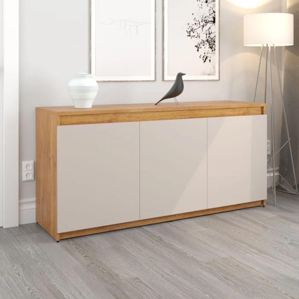 Buffet Aparador 3 Portas Onix Mel E Off White - 4