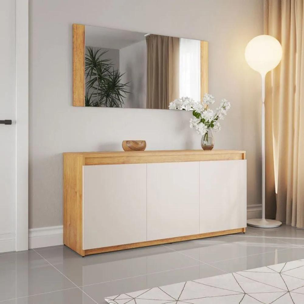 Buffet Aparador 3 Portas Onix Mel E Off White - 5