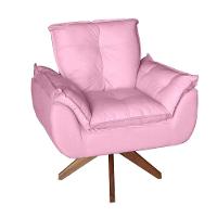 Poltrona/cadeira Decorativa Glamour Opala Com Base Giratória 30cm Em Madeira Rosê - 1