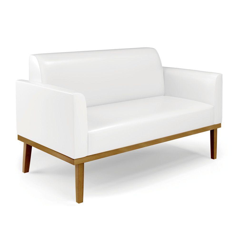 Sofá Namoradeira Com Poltrona Base De Madeira Fixa Castanho Marisa Corano Branco D03 - D?rossi - 2