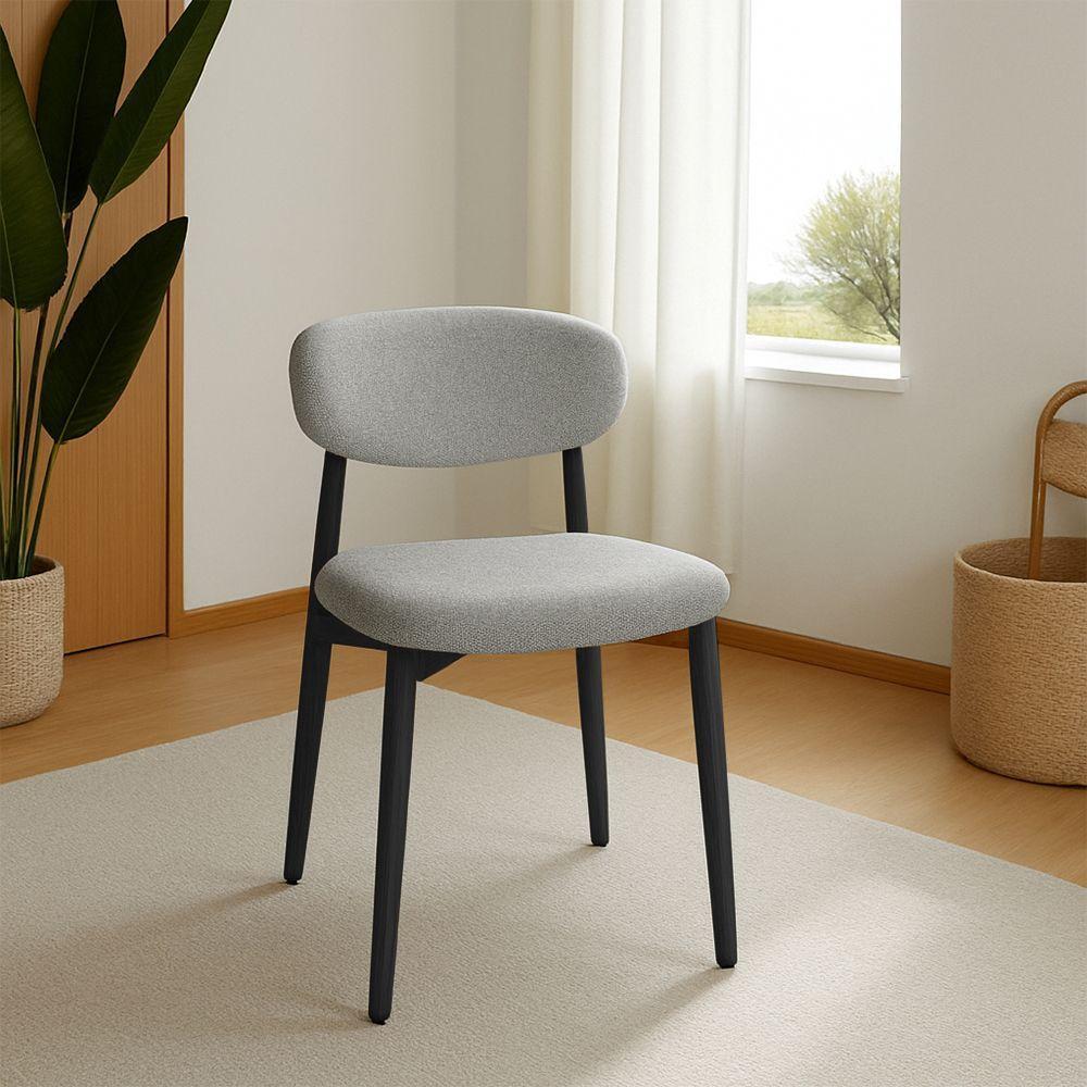 Kit 6 Cadeiras De Jantar Lucy Estrutura Aço Carbono Laminado Preto Com Estofado Linho Cinza - 3