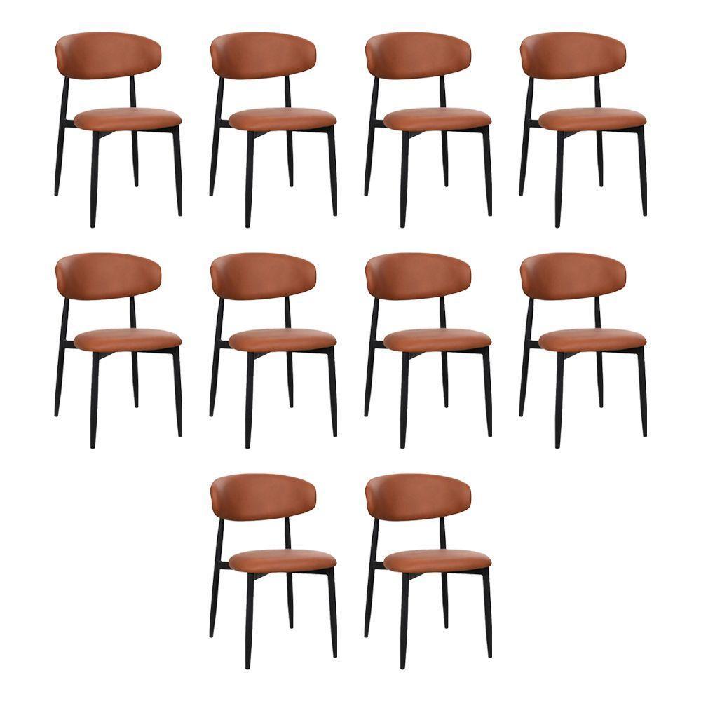 Kit 10 Cadeiras De Jantar Lucy Estrutura Aço Carbono Laminado Preto Com Estofado Poliuretano Caramel - 1