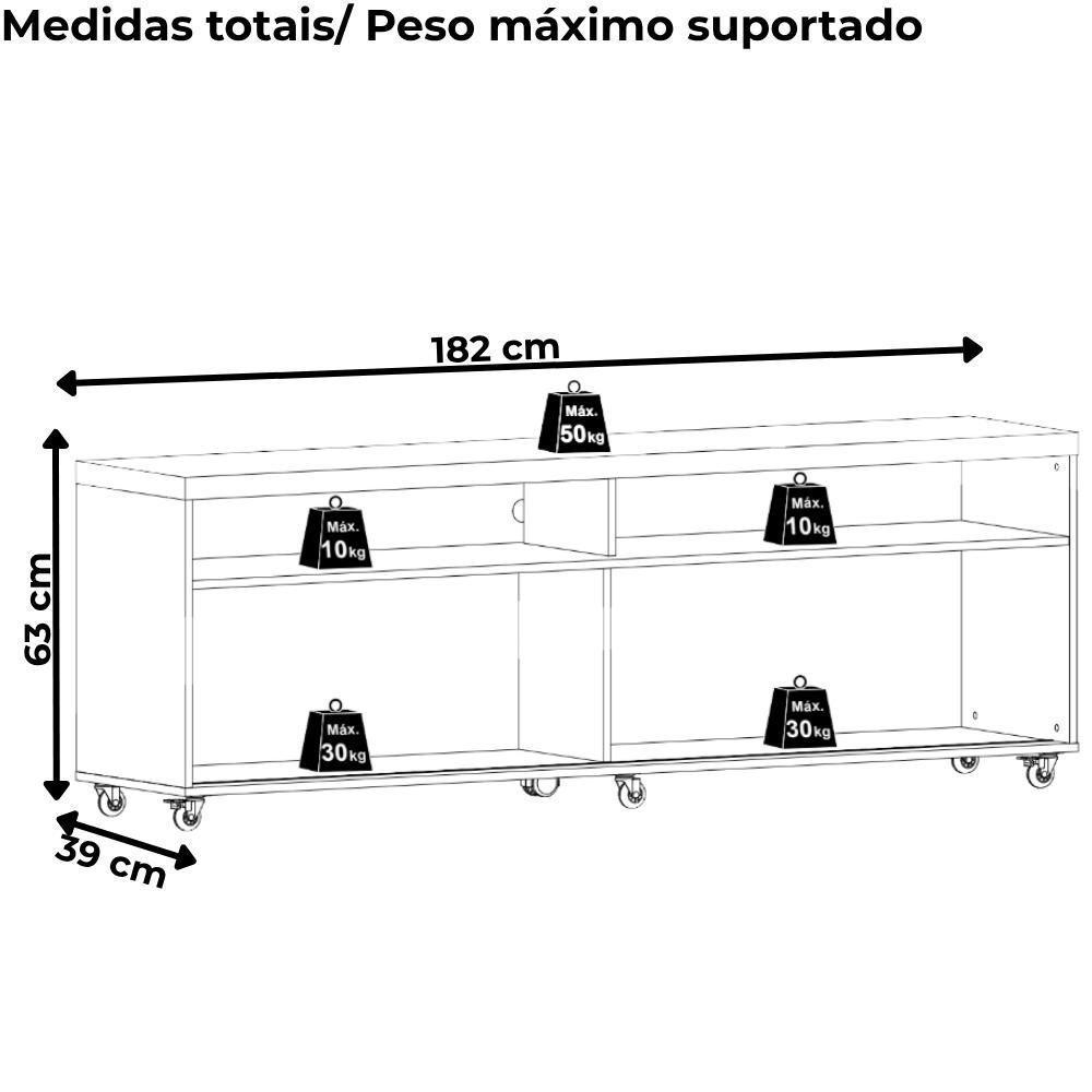 Rack Bancada Tv 65 Pol 2p 182 Cm Frizz Madetec Naturale Off White - 3
