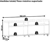 Rack Bancada Tv 65 Pol 2p 182 Cm Frizz Madetec Naturale Off White - 3