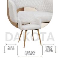 Kit 2 Cadeiras De Jantar Dakota Estrutura Aço Carbono Laminado Natural Com Estofado Linho Cru - 2