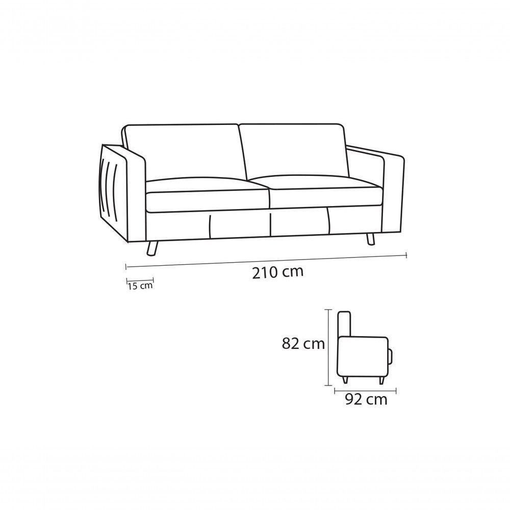 Sofá De Couro Guarujá 3 Lugares Soft Preto - Mempra Design - 6
