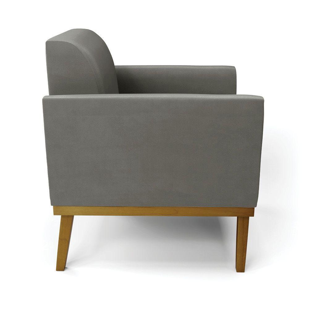 Sofá Namoradeira Base De Madeira Fixa Castanho Marisa Suede Grafite D03 - D?rossi - 3