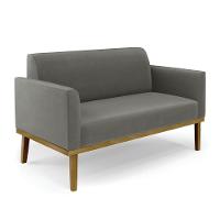 Sofá Namoradeira Base De Madeira Fixa Castanho Marisa Suede Grafite D03 - D?rossi - 1