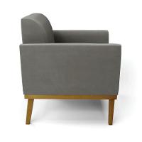 Sofá Namoradeira Base De Madeira Fixa Castanho Marisa Suede Grafite D03 - D?rossi - 3