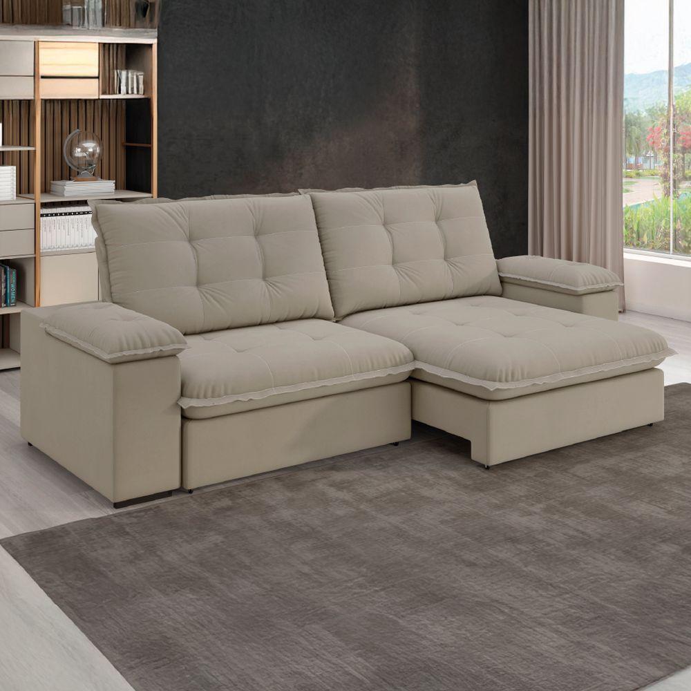 Sofá Retrátil E Reclinável Bipartido 2,50m 4 Lugares Fofão Slim Luizzi Castor - 2