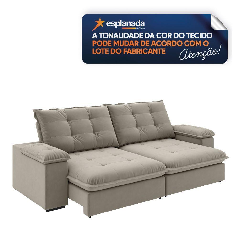 Sofá Retrátil E Reclinável Bipartido 2,50m 4 Lugares Fofão Slim Luizzi Castor - 5