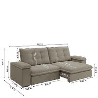 Sofá Retrátil E Reclinável Bipartido 2,50m 4 Lugares Fofão Slim Luizzi Castor - 3