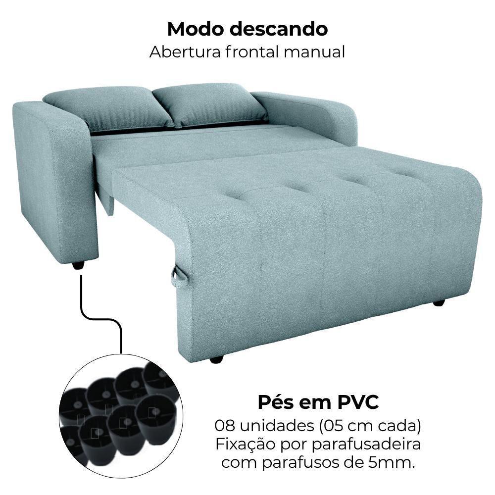 Sofa Cama 2 Lugares 138 Cm Amora Tecido Boucle F495 Milani Store Azul - 2