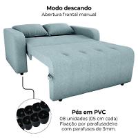Sofa Cama 2 Lugares 138 Cm Amora Tecido Boucle F495 Milani Store Azul - 2