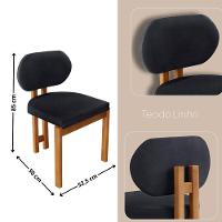 Conjunto Com 2 Cadeiras Madeira Nala Linho Preto/Imbuia Nat. - 2