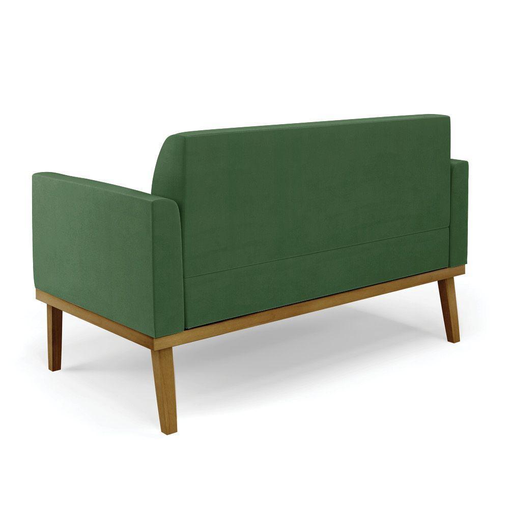 Sofá Namoradeira Base De Madeira Fixa Castanho Marisa Suede D03 - D?rossi Cor Verde - 7