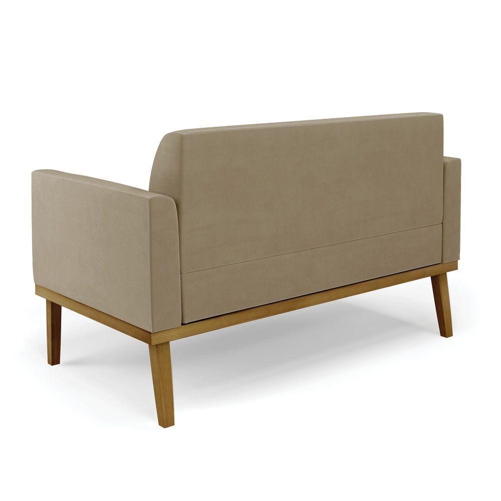 Sofá Namoradeira Base De Madeira Fixa Castanho Marisa Suede Marrom Rato D03 - D?rossi - 2