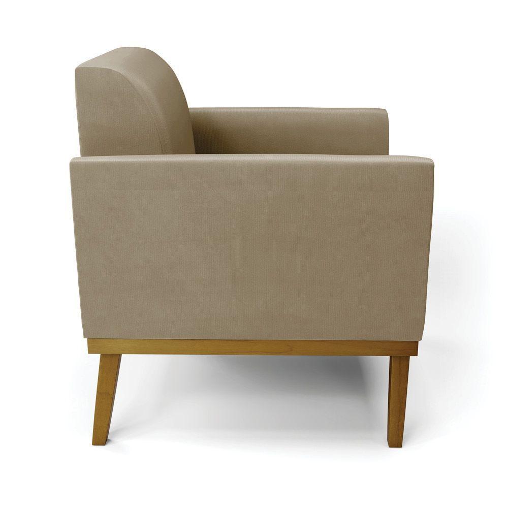 Sofá Namoradeira Base De Madeira Fixa Castanho Marisa Suede Marrom Rato D03 - D?rossi - 3