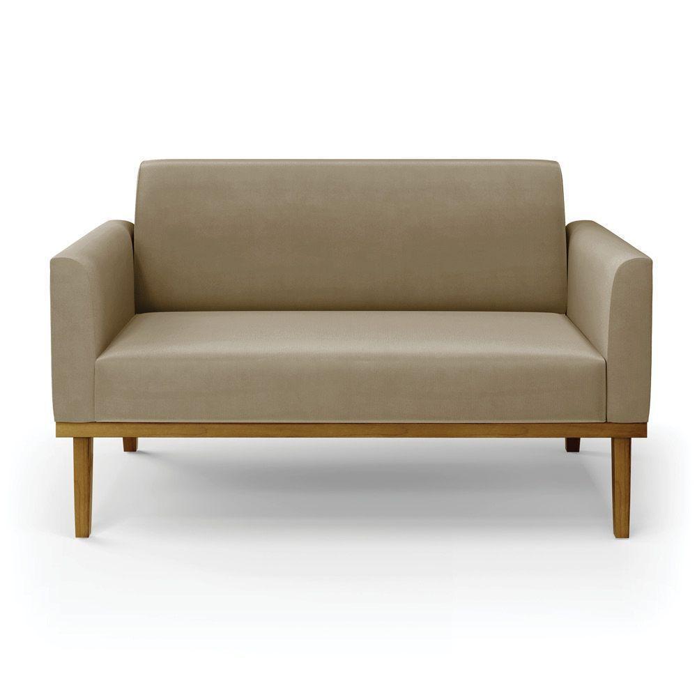 Sofá Namoradeira Base De Madeira Fixa Castanho Marisa Suede Marrom Rato D03 - D?rossi - 4