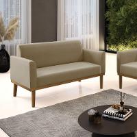 Sofá Namoradeira Base De Madeira Fixa Castanho Marisa Suede Marrom Rato D03 - D?rossi - 6