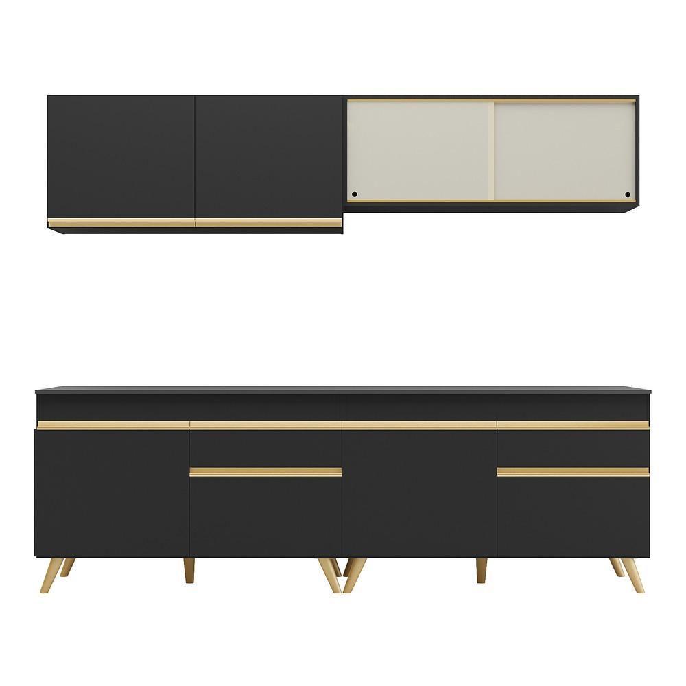 Cozinha Compacta Multimóveis Veneza Gb Fg3696 Com Armário E Balcão Preta - 4