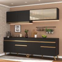 Cozinha Compacta Multimóveis Veneza Gb Fg3696 Com Armário E Balcão Preta - 1