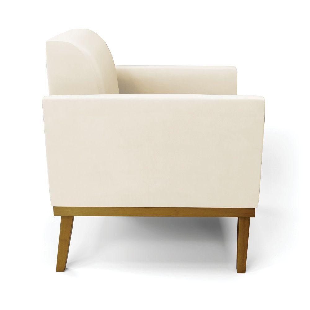 Sofá Namoradeira Base De Madeira Fixa Castanho Marisa Veludo Bege D03 - D?rossi - 6