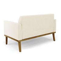 Sofá Namoradeira Base De Madeira Fixa Castanho Marisa Veludo Bege D03 - D?rossi - 2