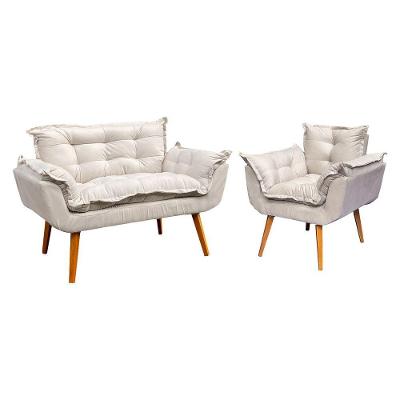 Kit Namoradeira Manicure + Poltrona Decorativa Para Sala Recepção Consultório Alice Suede