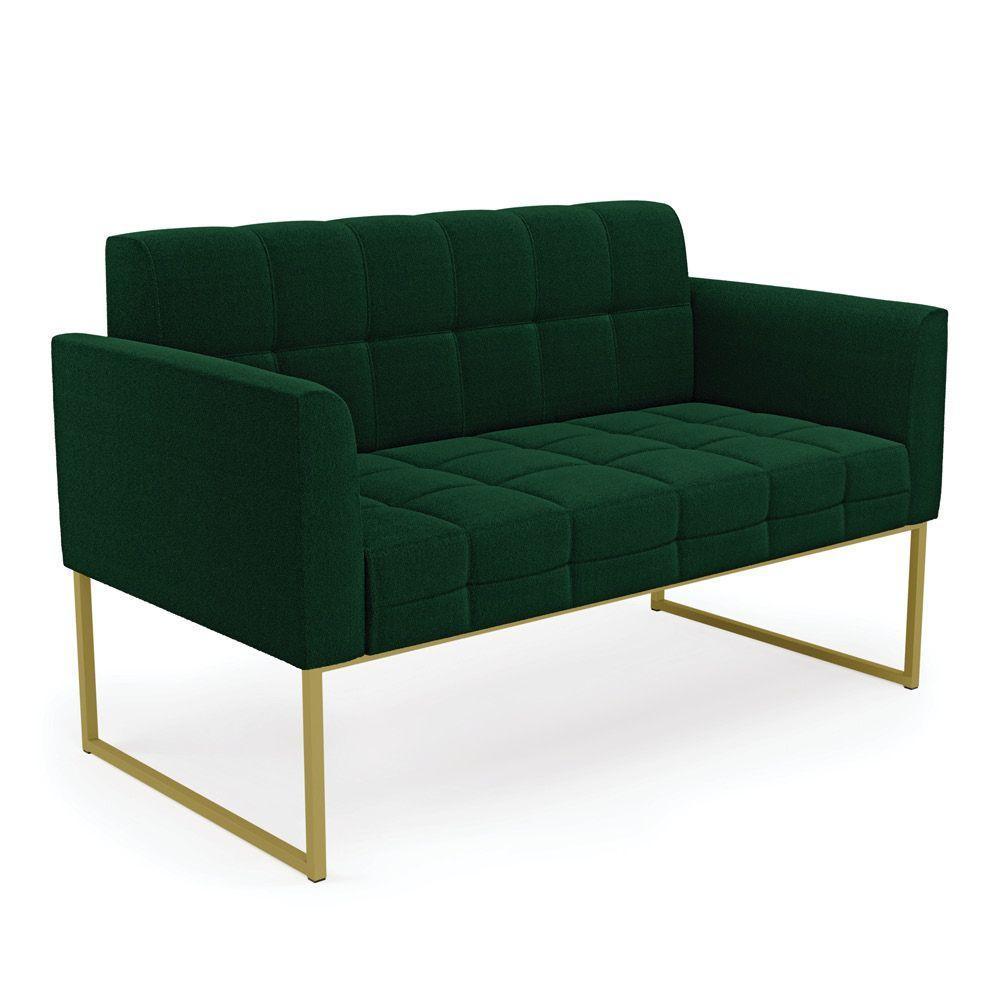 Namoradeira E 2 Poltronas Industrial Dourado Elisa Bouclê D03 - D?rossi Cor Verde - 5