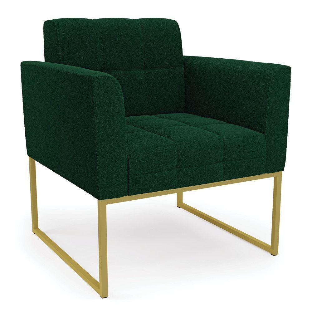 Namoradeira E 2 Poltronas Industrial Dourado Elisa Bouclê D03 - D?rossi Cor Verde - 6