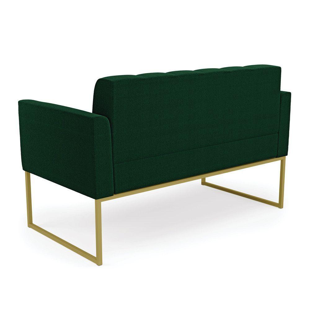 Namoradeira E 2 Poltronas Industrial Dourado Elisa Bouclê D03 - D?rossi Cor Verde - 8