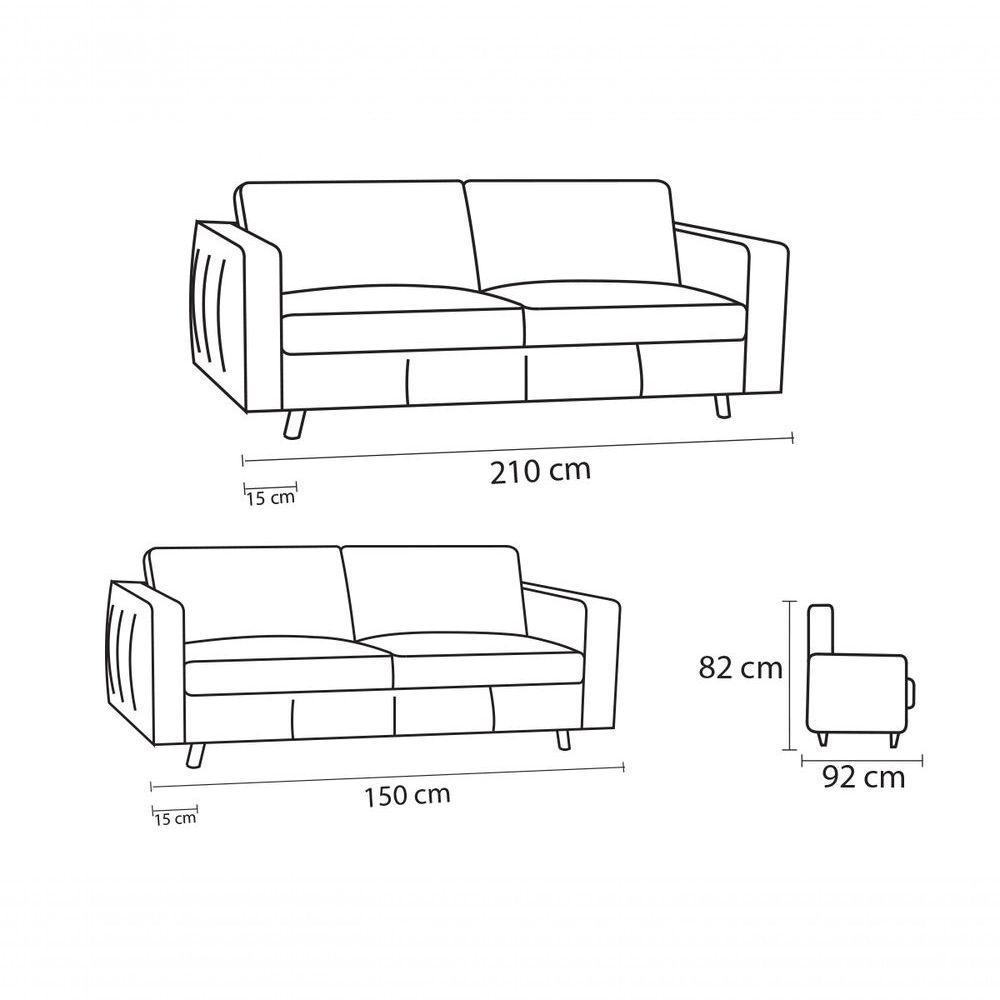 Conjunto Sofá De Couro Guarujá 3 E 2 Lugares Soft Tabaco - Mempra Design - 4