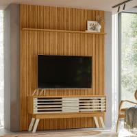 Conjunto Domo New Premium Painel C/ Rack E Rodízios Cumaru/opala - 1