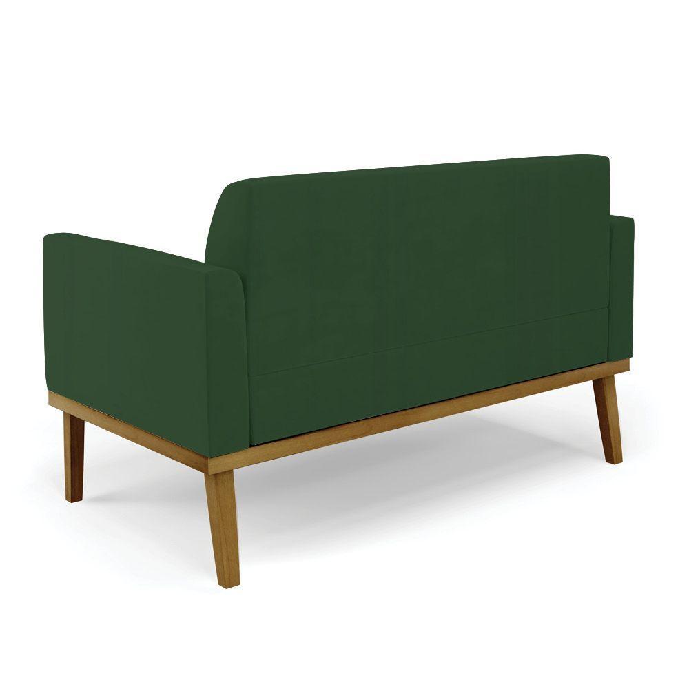 Sofá Namoradeira Base De Madeira Fixa Castanho Marisa Veludo Verde D03 - D?rossi - 7
