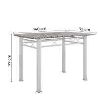 Conjunto De Mesa Sala De Jantar Sara Com 6 Cadeiras Tubular Granito 1,40m Artefamol Branco / Preto - 3