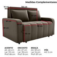 Sofa Cama 2 Lugares 138 Cm Amora Veludo Maserati Milani Store Marrom