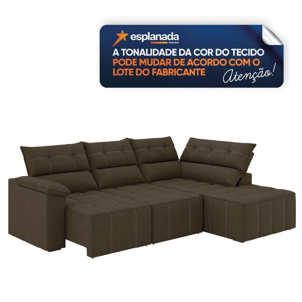 Sofá De Canto Retrátil E Reclinável 4 Lugares Santorini Veludo Luizzi Marrom - 5