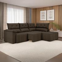 Sofá De Canto Retrátil E Reclinável 4 Lugares Santorini Veludo Luizzi Marrom - 2