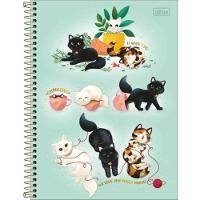 Caderno Espiral Capa Dura Universitário 10 Matérias Purrfect Cat 160 Folhas Tilibra Verde - 1