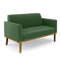 Sofá Namoradeira Com Poltrona Base De Madeira Fixa Castanho Marisa Suede Verde D03 - D?rossi - 7