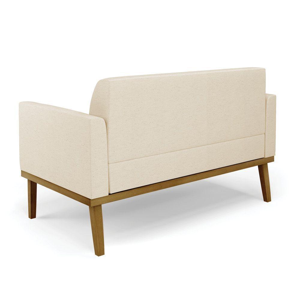 Sofá Namoradeira Com Poltrona Base De Madeira Fixa Castanho Marisa Linho D03 - D?rossi Cor A19 Bege - 8