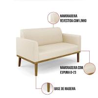 Sofá Namoradeira Com Poltrona Base De Madeira Fixa Castanho Marisa Linho D03 - D?rossi Cor A19 Bege