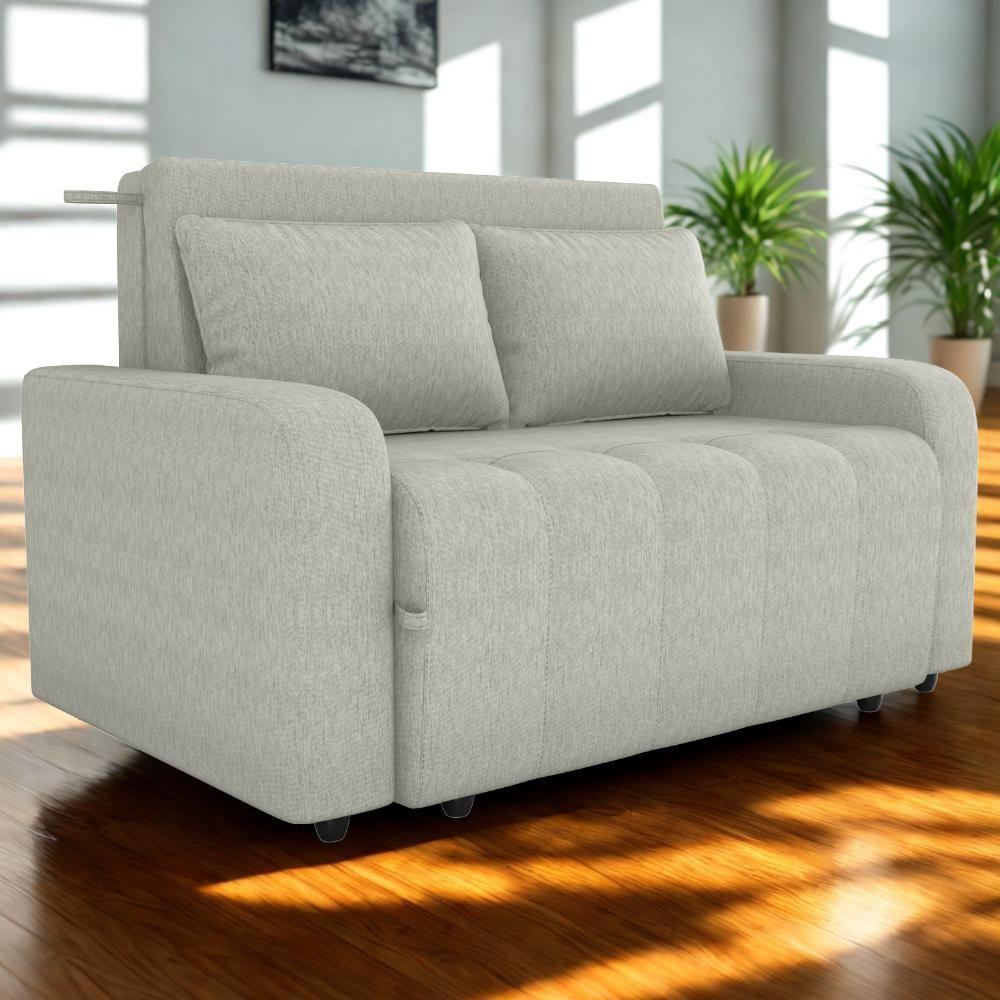 Sofa Cama 2 Lugares 138 Cm Amora Tecido Pompeia G504 Milani Store Bege - 2