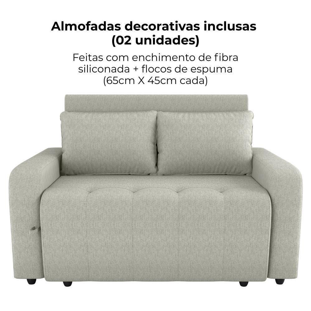Sofa Cama 2 Lugares 138 Cm Amora Tecido Pompeia G504 Milani Store Bege - 5